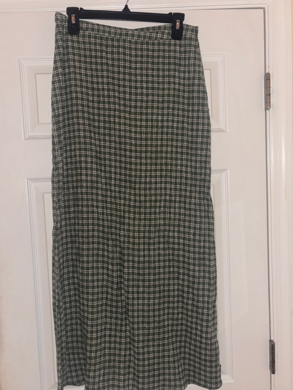 AFENDS Womens Base - Seersucker Maxi Skirt - Deep Green Check